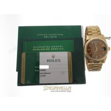 Rolex DayDate President Cognac ref. 118238 oro giallo 18kt nuovo